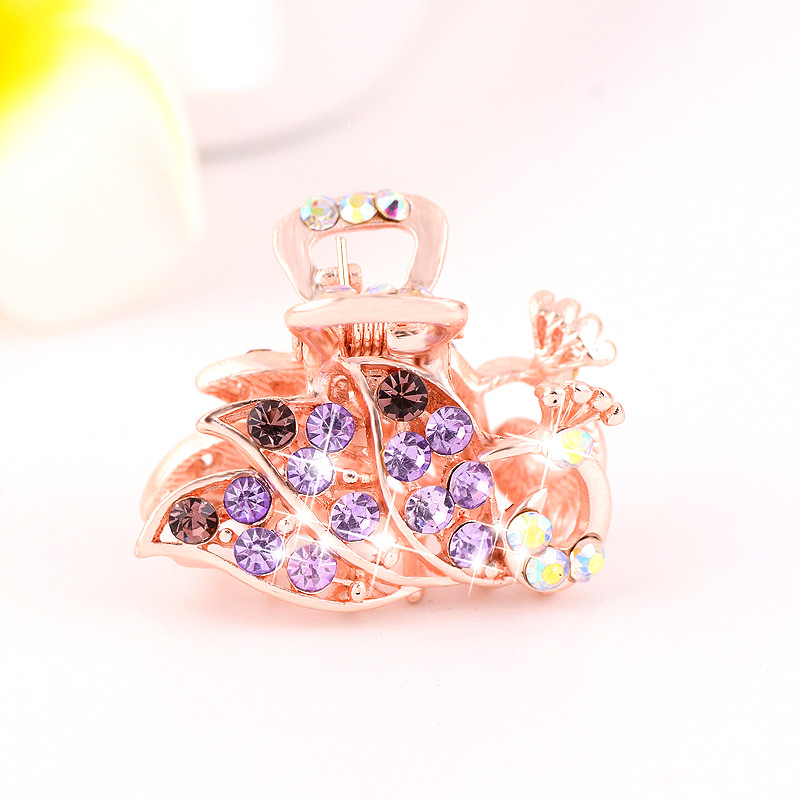 Picture of New small size Grab Clip Hair Clip Hair Clip Adult Bangs Hair Clip Children Top Clip Electroplated Rhinestone Elegant Hair Accessories Headdress