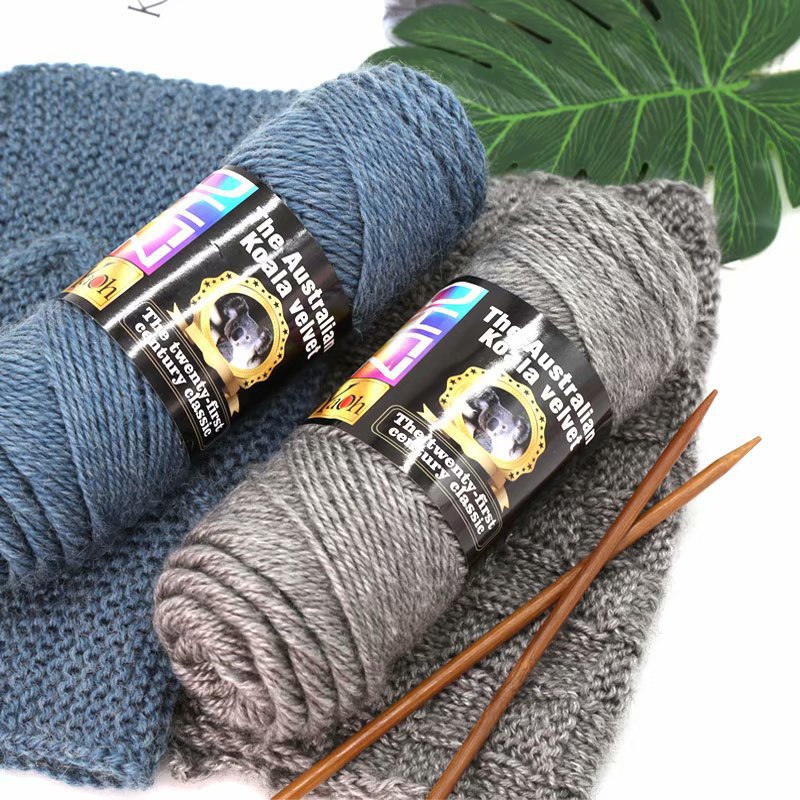 Koala velvet wool hand-knitted cloth puppet clothing thick wool autumn and winter scarf coat hand-woven blended 3-strand ball line