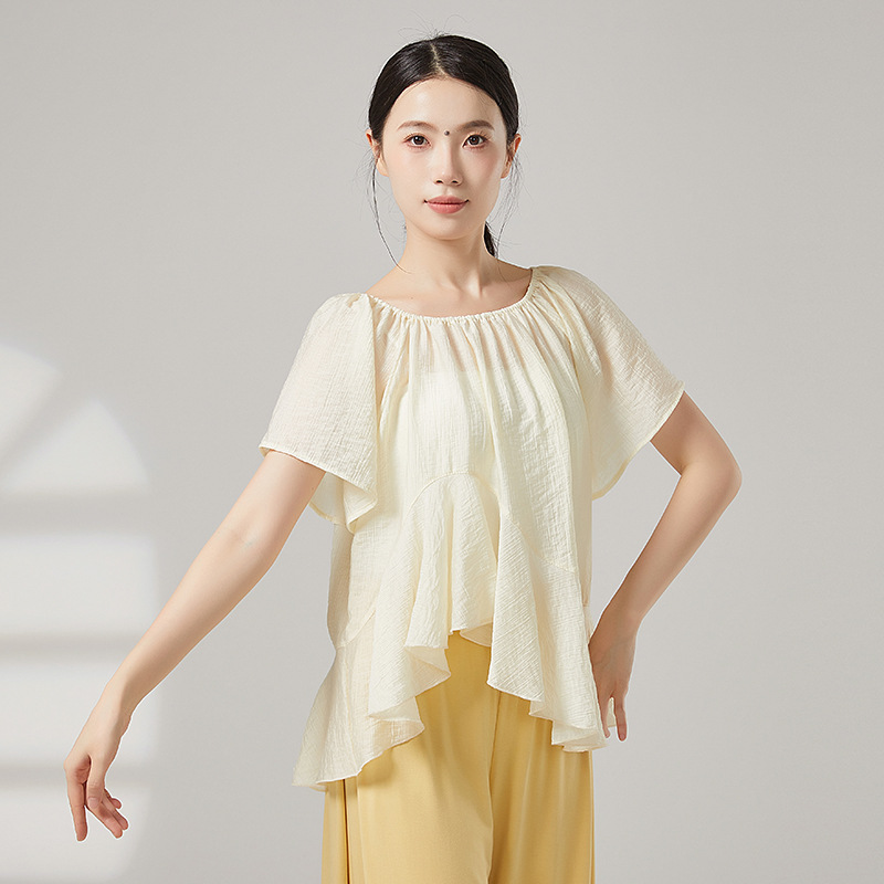 Picture of Classical Dance New Blouse Short-Sleeved Gauze Chinese Dance Modern Dance Practice Dance Clothing Tops for Women