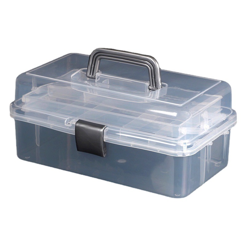 Fine Art Transparent Toolbox Storage Box Three-layer Portable Gouache Paint Box Large Multi-functional Household Manicure Case