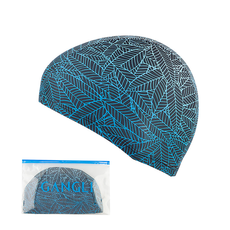 Picture of Swimming cap adult cloth cap swimming cap polyester nylon four needle six thread unisex large swimming belt paper card wholesale