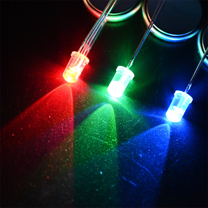 Picture of Processing of Curved Feet K Feet 5mm Common Cathode Common Yang Rgb Three-Color Direct Plug Full Color 3-Color Led Lamp F5 Full Color Lamp Beads