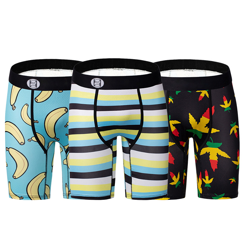 Picture of Men's Underwear Cartoon Print Men's Quick-Drying Boxer Briefs Sports Underwear Fitness Extended Underwear Men's Wholesale