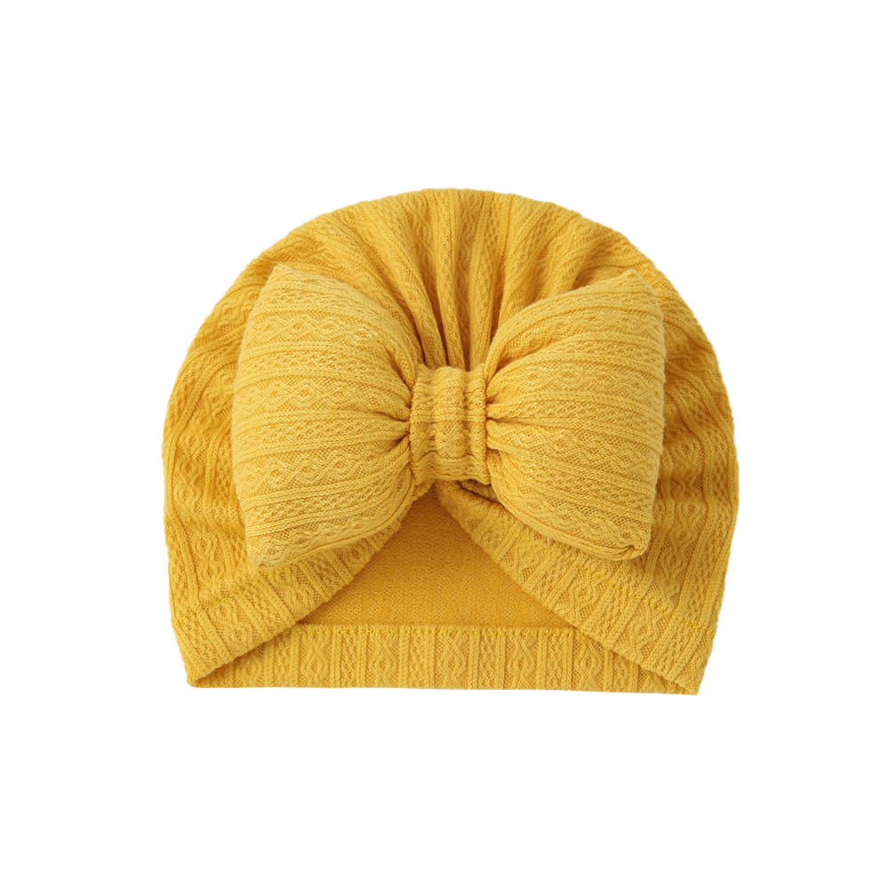 Picture of European and American New Baby Knitted Cotton-Filled Large Bow Kidsren's Pullover Hat Boat Hat Baby Turban Hat Ins Cross-Border