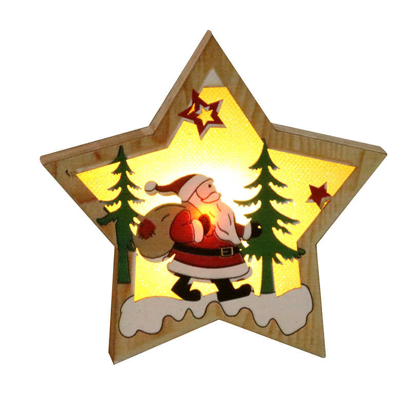 Picture of Christmas decorations wooden luminous pendant Christmas tree decoration pendant Christmas gift wooden pendant
