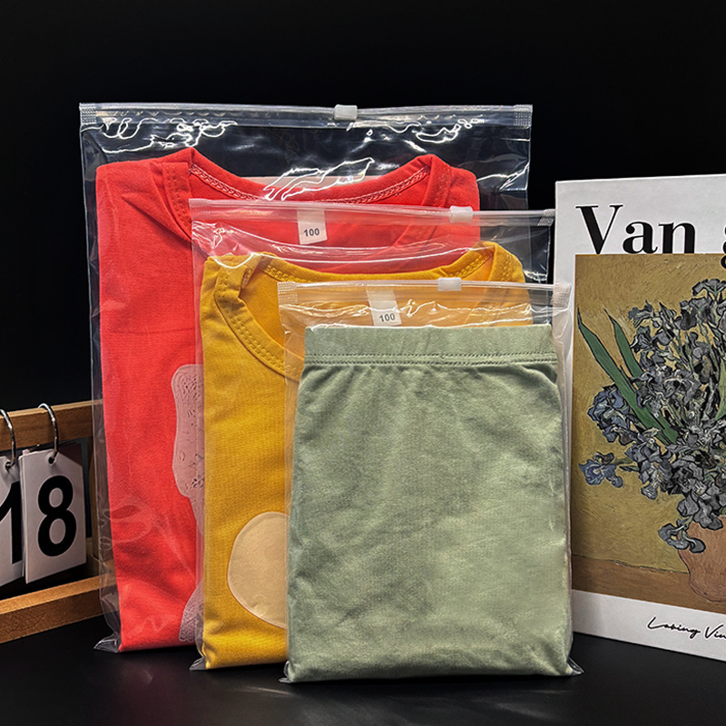 Pe Clothing Zipper Bag T-Shirt Socks Packaging Bag Transparent Frosted Plastic Bag Intimates Dustproof Ziplock Bag Spot Wholesale
