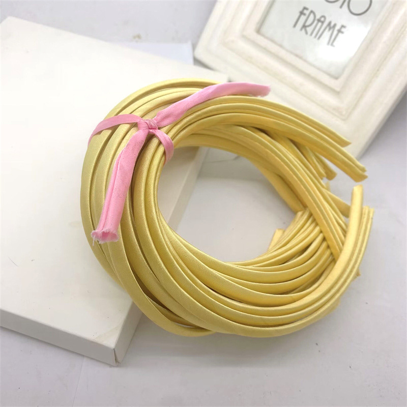 Picture of 10mm Candy-Colored Cloth-Wrapped Thickeneded Headband DIY Hairband Material Hair Accessories 1cm Satin Set Cloth Headband