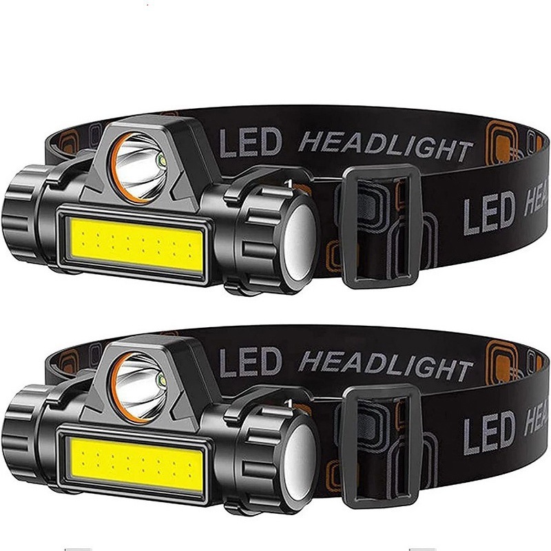 Cross-border Headlight Mini USB Strong Light Charging Head-mounted Flashlight with Magnet COB Dual Light Source Outdoor Fishing Sensor