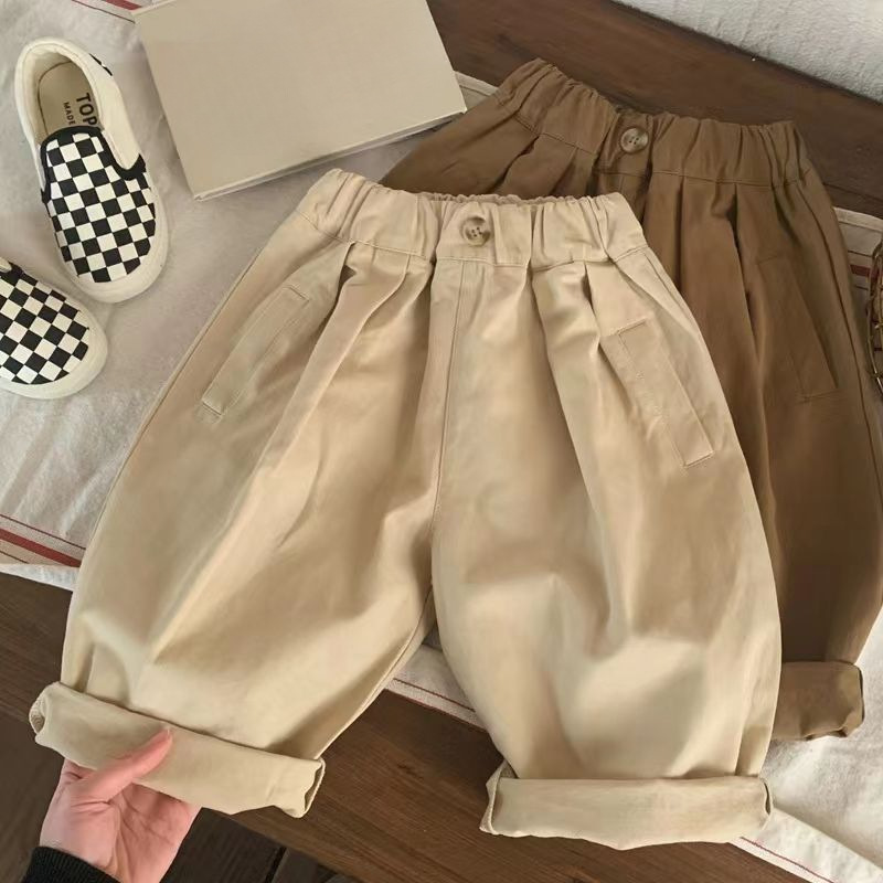 Children's Wear 2024 New Spring Children's Casual Pants Boys' Straight Pants Thin Baby Cotton Pants Japanese Trousers