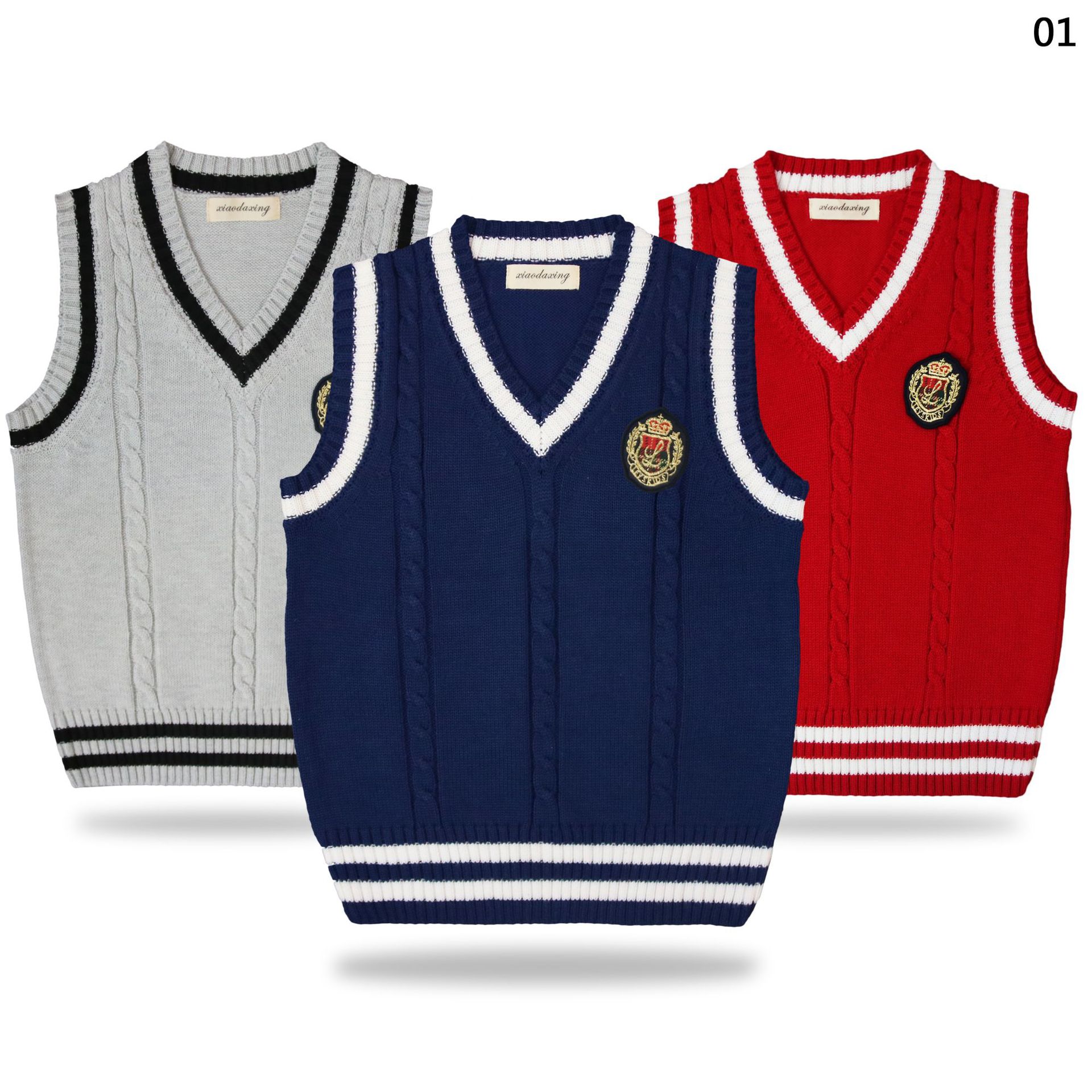 Spot Spring & Fall New British Preppy Style School Uniforms for Primary and Secondary School Students, Sweaters, Kidsren's Vests, Kindergarten Teacher Uniforms