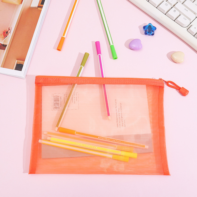 Picture of Mesh Toy Storage Transparent Zipper Bag Nylon Plus Upgrade Encryption Mesh Pencil Bag Student Examination Pencil Bag Makeup Wash