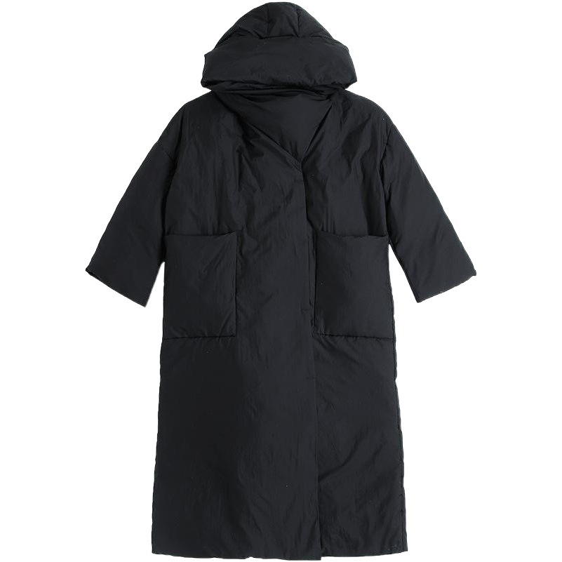 Down Jacket Women's 2025 New Korean Style Mid-Length Thickeneded Over-The-Knee Women's down Jacket Hooded 90 White Duck down Jacket