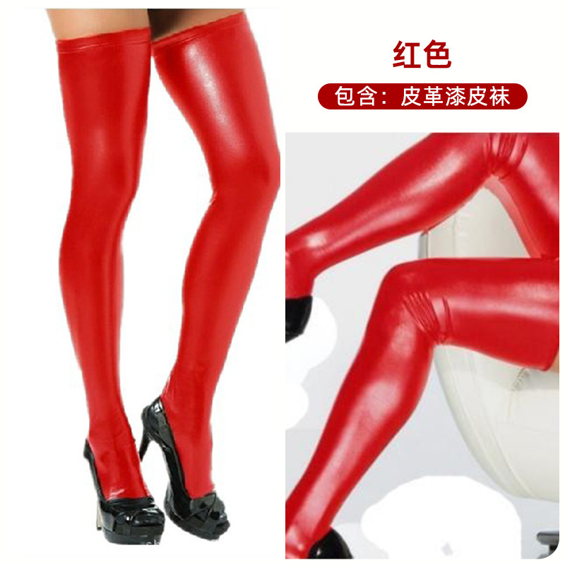 Picture of Factory wholesale DS performance leather patent leather socks imitation leather fun stockings dance socks performance socks