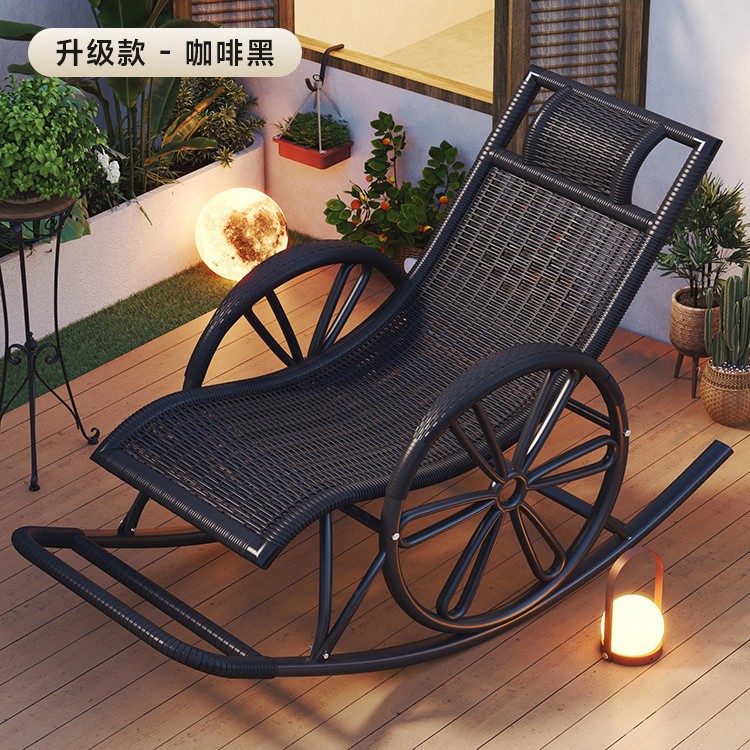 Picture of Imitation Rattan Rocking Chair for Adults, Lunch Break Balcony, Home Leisure, Sleeping and Lying, Summer Living Room, Leisure Lounge Chair for the Elderly