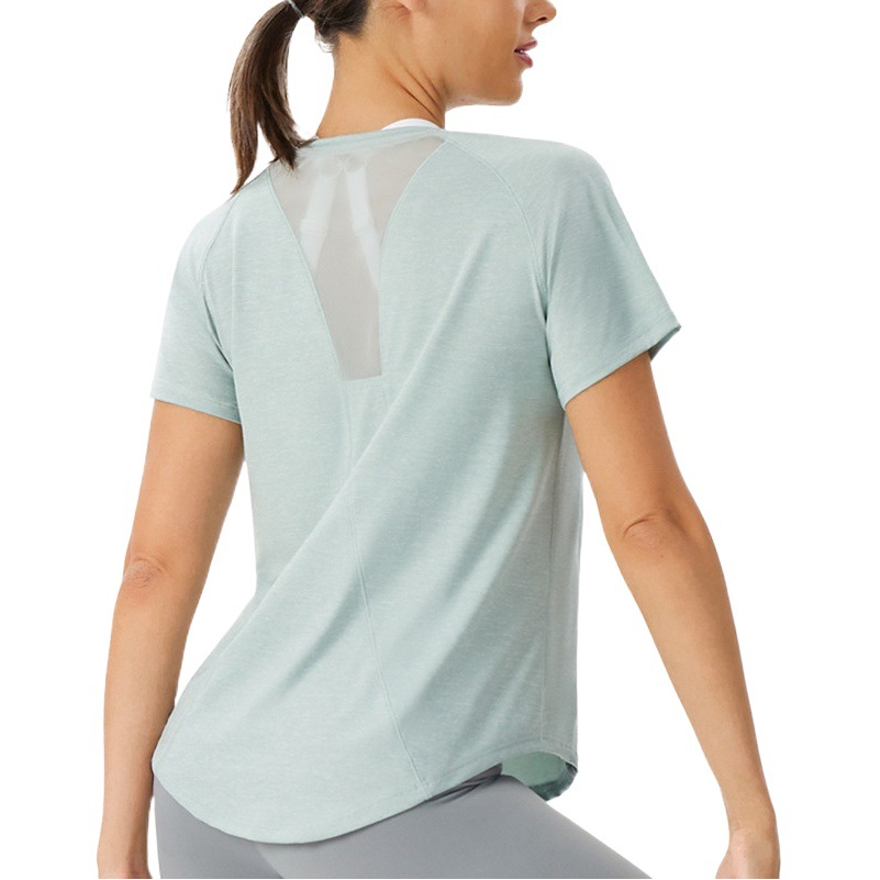 Yoga Tops for Women, Loose Running T-Shirts, Mesh Back Training Fitness Clothes, Sports Cover-Ups, Short-Sleeved Fitness and Body Shaping Clothes