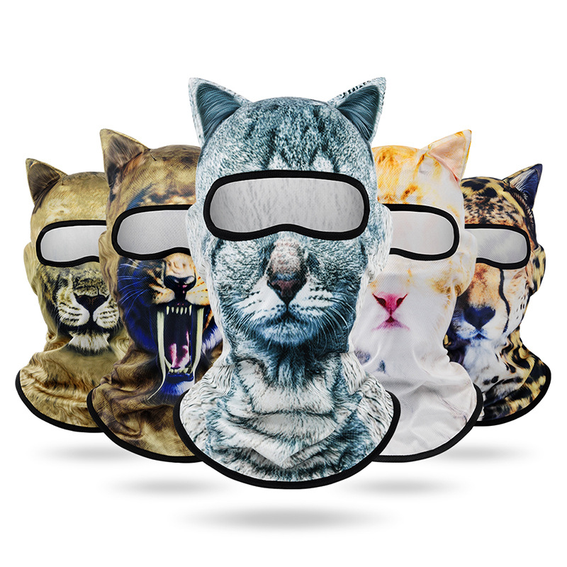 Cross-border animal full-face digital print creative quirky headgear thin mesh breathable quick-dry outdoor cycling mask