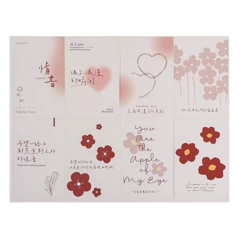 Flower gift card festive opening bouquet card paper blessing greeting card small card Internet celebrity vigorous card bag flower hanging card