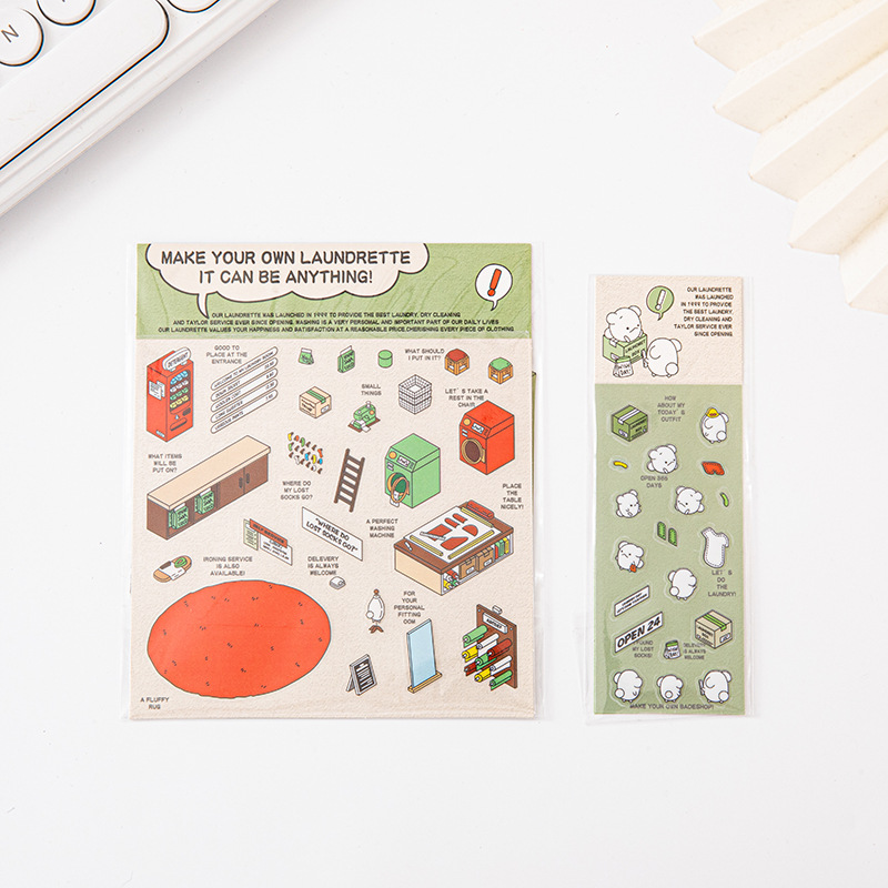 Picture of Cross-Border Korean-Style Miniature House Stickers, Miniature Scene, No-Cut Journaling, 3D Stereo Stacking Journaling, Stereo Scene