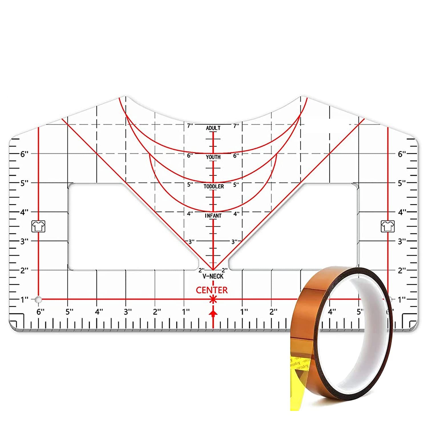 T-shirt calibration tool ruler guide ruler round neck calibration ruler