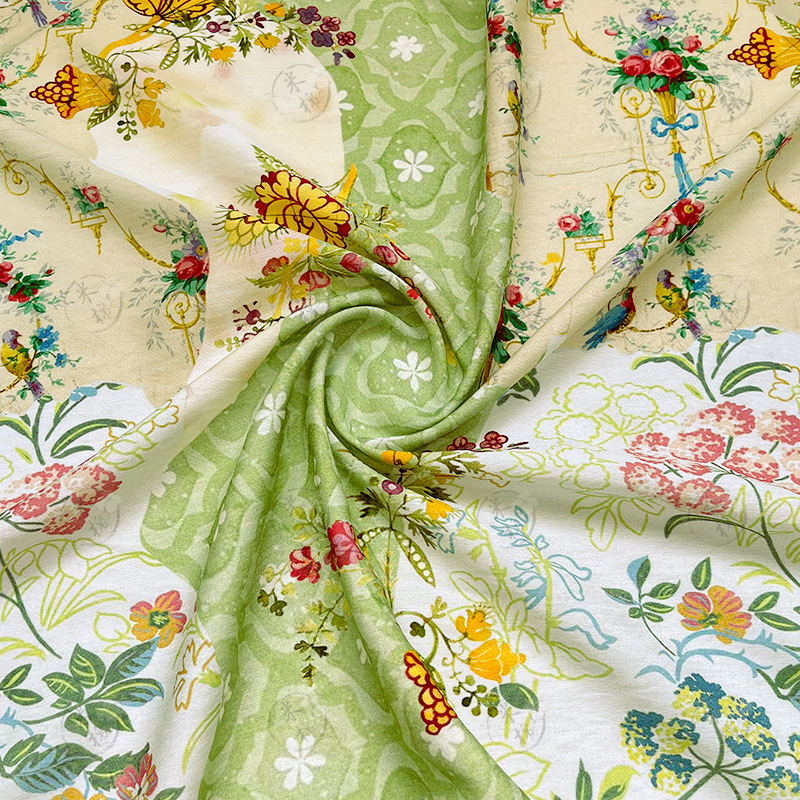 Collage garden handmade DIY fabric digital printed brocade cotton fabric cheongsam dress top Hanfu fabric