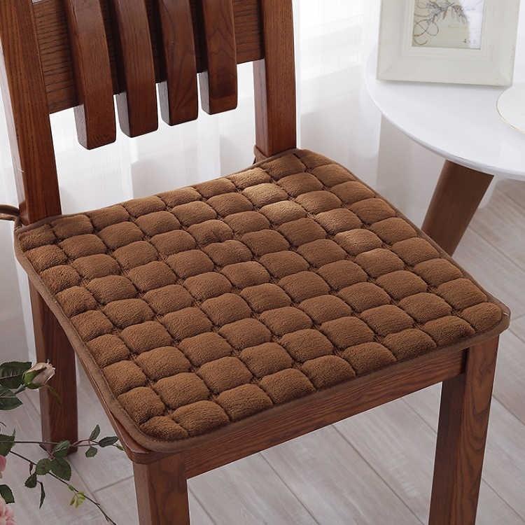 Winter Solid Color Plush Dining Table and Chair Cushions Non-Slip Thickened Chair Cushions Office Cushions Student Stool Cushions Wholesale