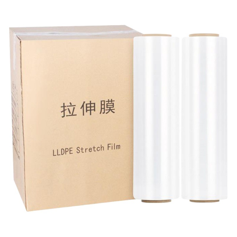 Cross-Border Stretch Film Pe Stretch Film Manufacturer Bulk Wholesale 50cm Plastic Pre Stretch Film Plus Sticky Transparent Stretch Film