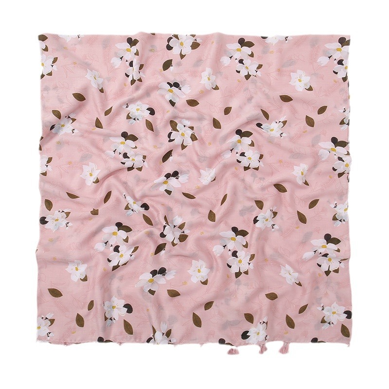 Picture of New Artistic Fresh Cotton and Linen Retro Tassel Scarf Women's Printed Beautiful Silk Scarf Japanese Sunscreen Shawl