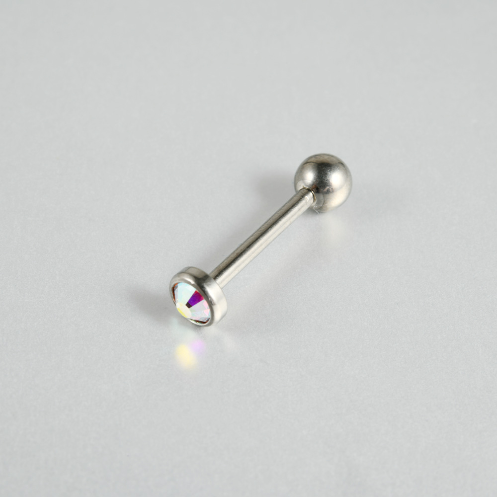Picture of F-136 Titanium Inlaid Nebula Opal Flash Opal Tongue Nail Zircon Tongue Nail Internal Thread G23 Titanium Lip Nail Body Piercing