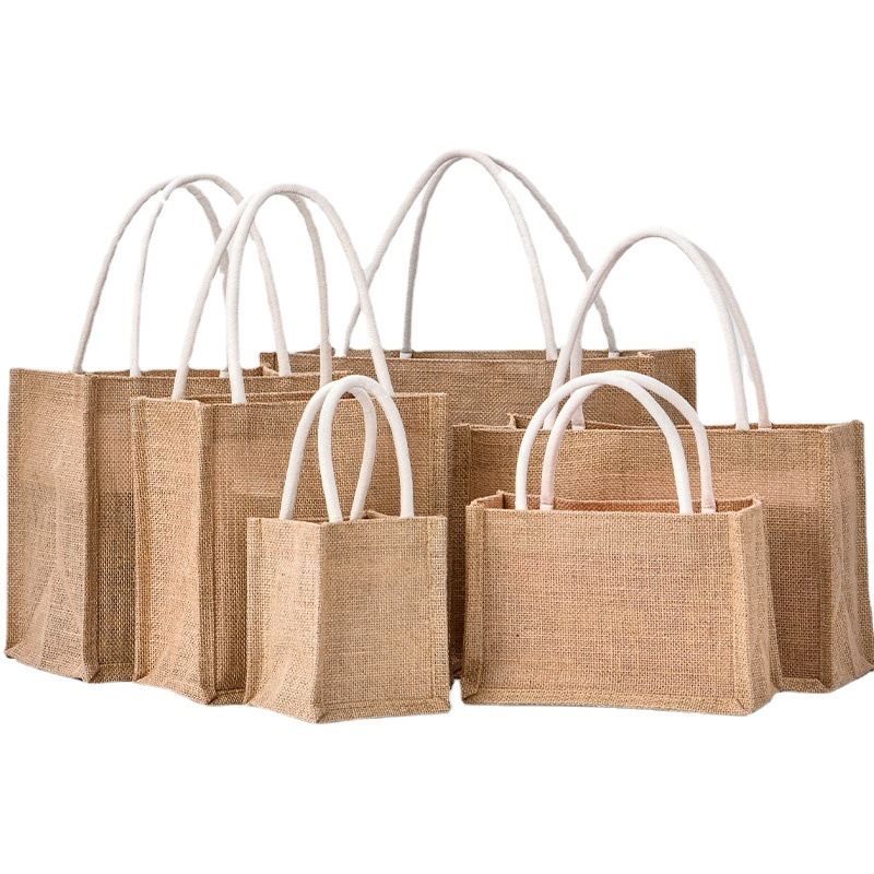 Linen tote bag environmental protection bag wholesale jute shopping bag spot good imitation linen shopping bag cotton jute bag