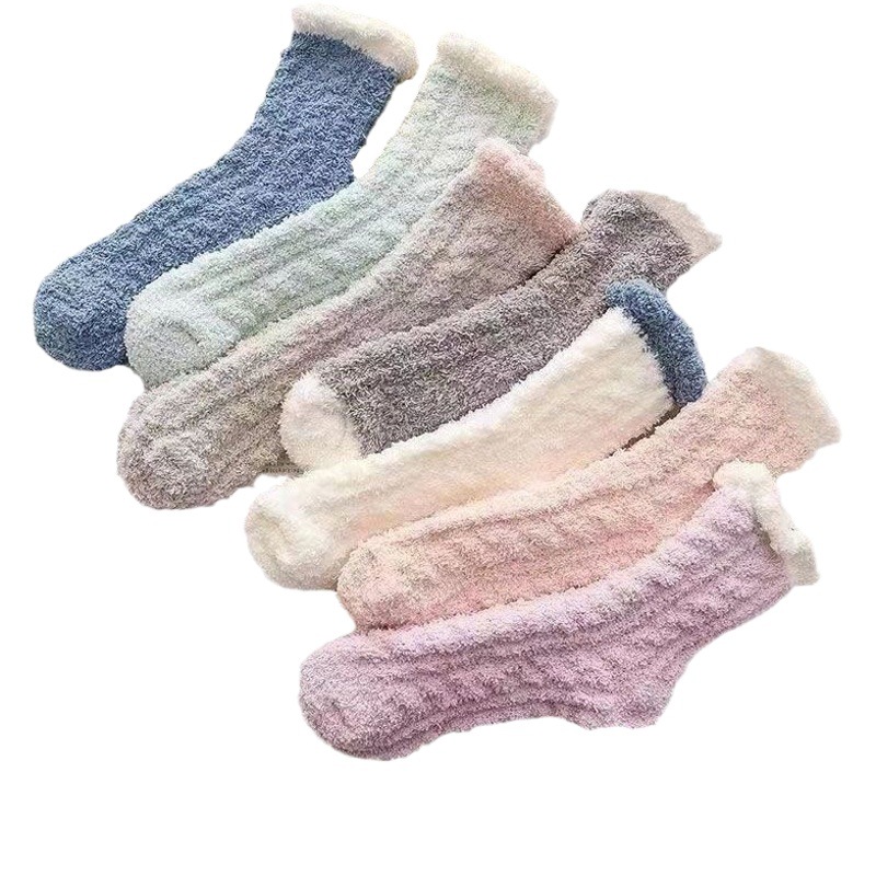 Autumn and Winter cartoon Three-dimensional funny socks winter coral fleece sleeping socks cute ugly cute versatile little monster socks for women