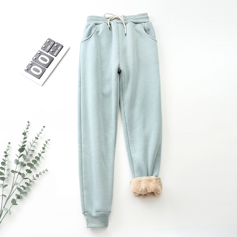 Picture of Harbin Cotton Trousers Fleece-Lined Women's Lamb Fleece Thickened Sweatpants Autumn and Winter Outer Wear Loose Leg Small Casual Cotton Pants