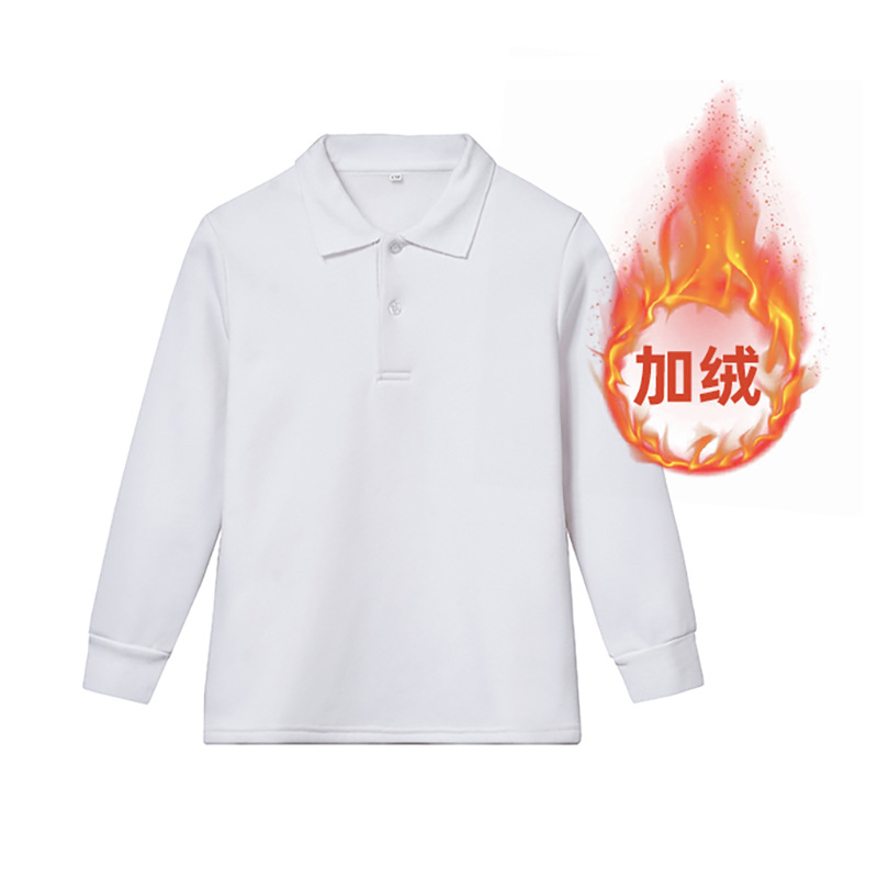 Picture of Children's T-shirt boys polo shirt long sleeve baby girls lapel T-shirt plus Velvet White Base shirt a generation of hair