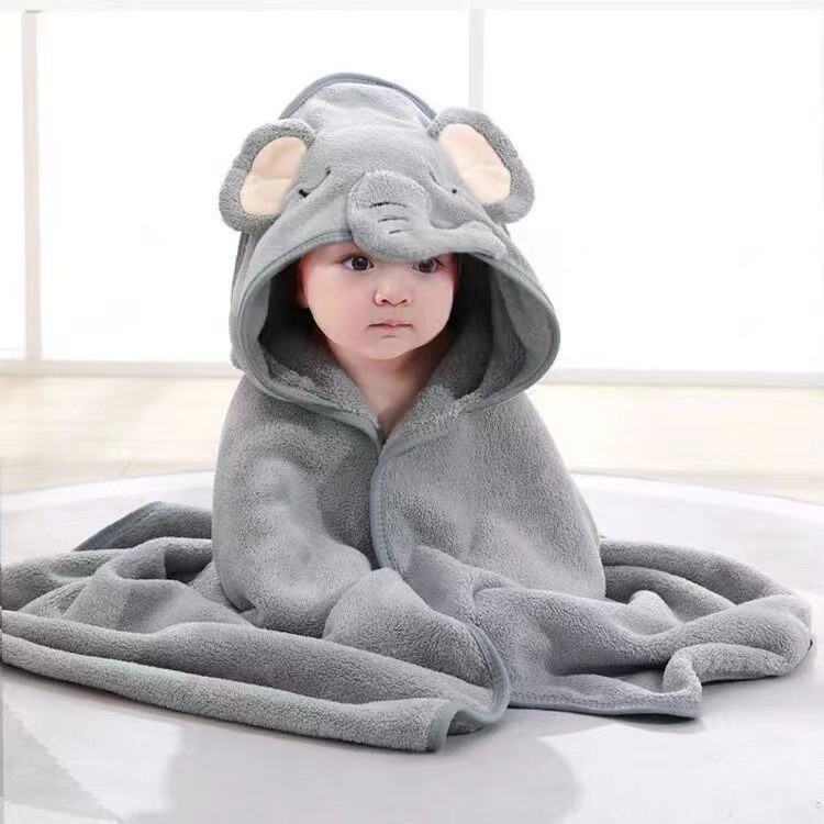 Autumn and Winter Children's Animal-shaped Bath Towel Baby Blanket Wrapping Towel Coral Fleece Cartoon Hooded Poncho Baby's Cloak Blanket