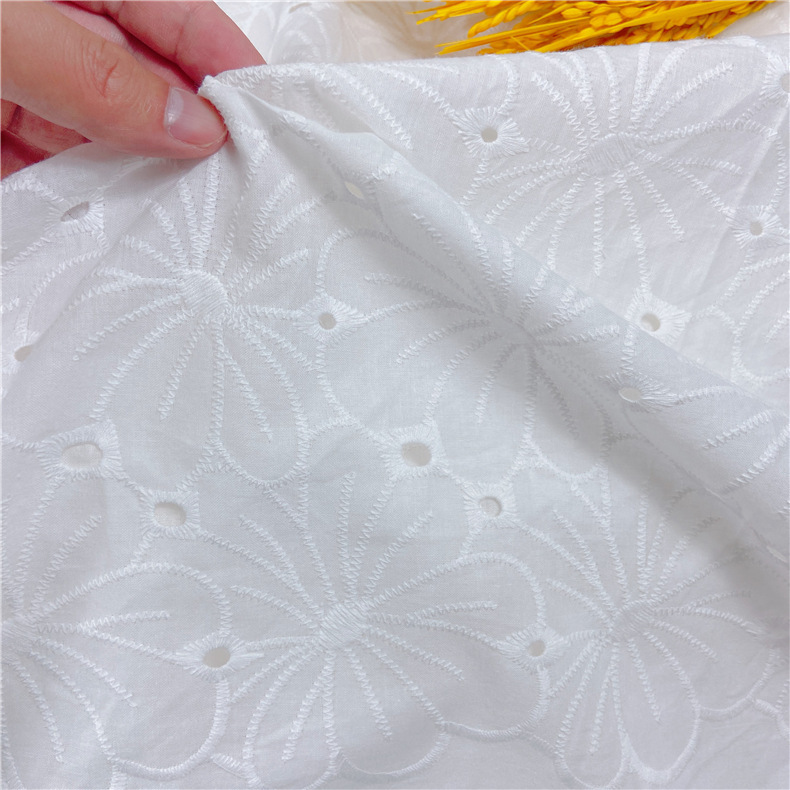 Picture of Spot Water-Soluble Cotton Lace Cut Out Punched Embroider Fabric 130cm9088 Cotton Double-Sided Lace Embroidered Fabric