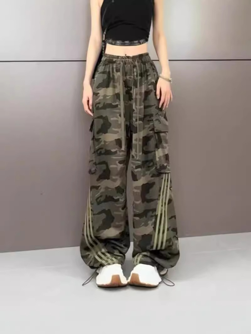 American Retro Camouflage Pants Cargo Pants Women's Summer New Spice Girls Loose High Waist Casual Pants Wide Leg Pants