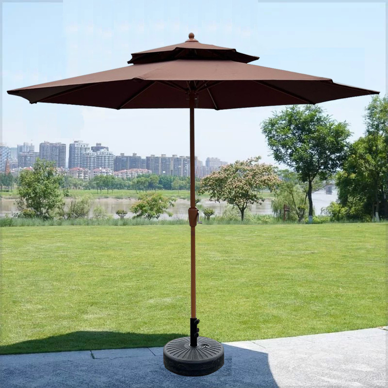 Picture of Outdoor Parasol Villa Courtyard Simple Home Leisure Balcony Terrace Outdoor Stall Sun Protection Double Top Center Column Umbrella