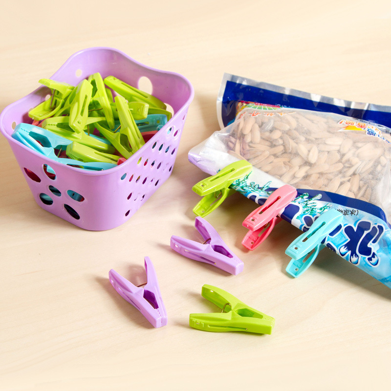Picture of 30 PCs small clip with storage basket clothes drying clip small clip underwear socks clothes clip