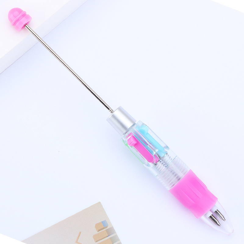 Picture of Factory Direct four-color beaded pen DIY multi-color refill ballpoint pen key mark press plastic gift pen