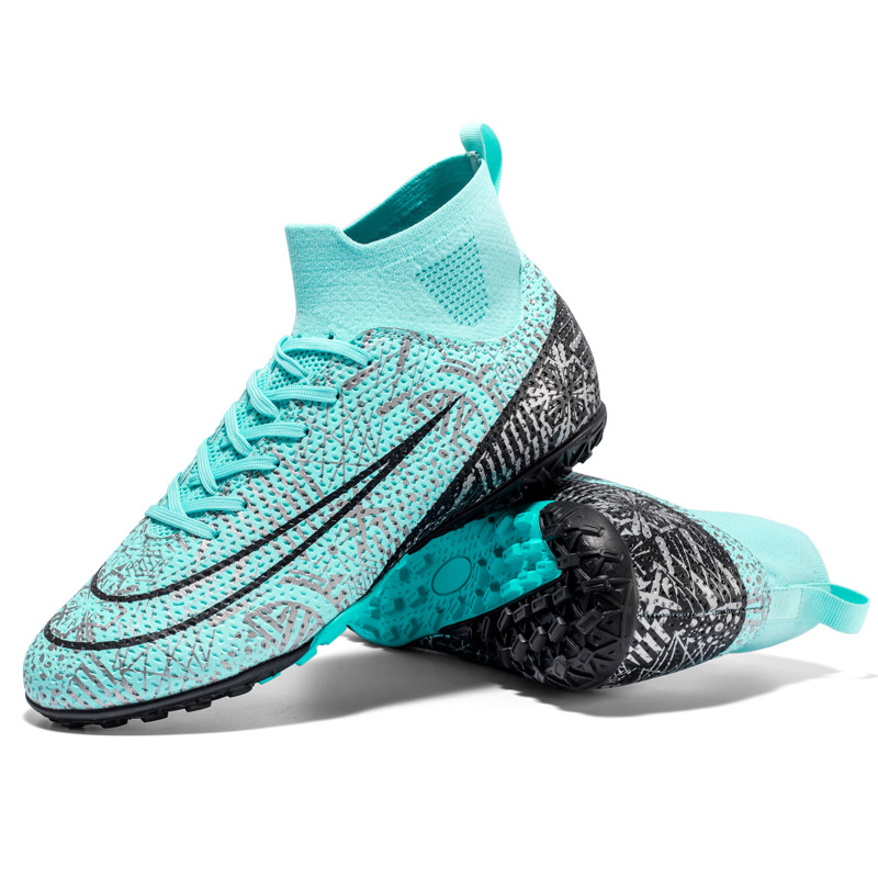 Picture of Cross-Border High-Top Adult Football Shoes for Men and Women Tf Broken Spikes Artificial Turf Ag Long Spikes Student Training Football Shoes Wholesale