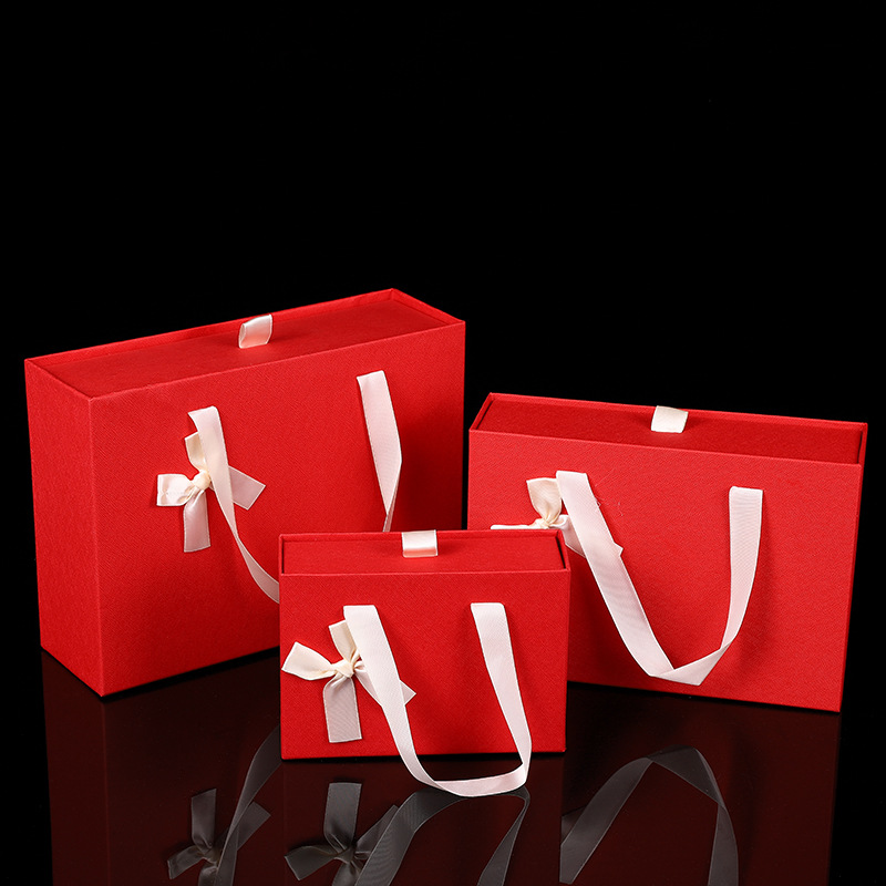 in stock big red portable drawer gift box wedding candy box holiday packaging gift box ordering box