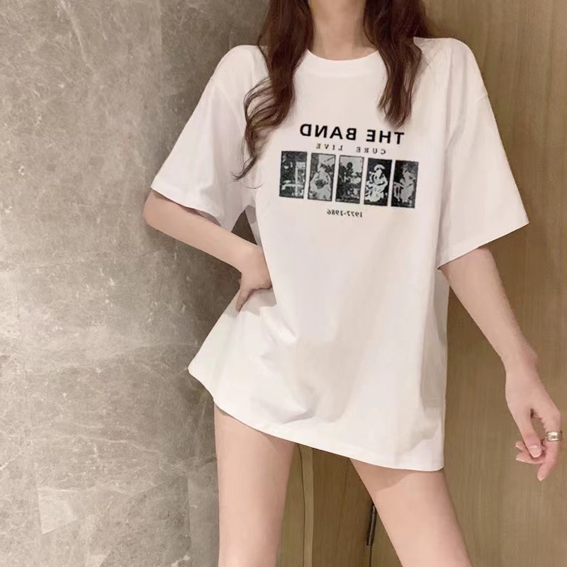Short-Sleeved Women's Mid-Length T-Shirt Korean Style Loose Bottoming Shirt 2025 Summer New Ins T-Shirt Top