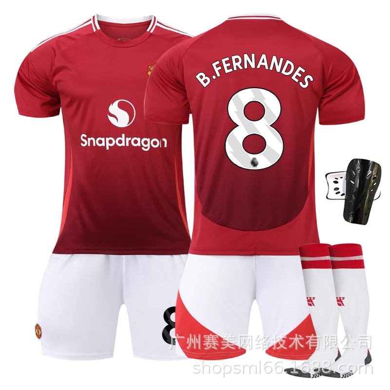Picture of 2425 Red Devils main jersey suit 10 Rashford 17 Garnacho 37 Menou B Fermount children's football uniform