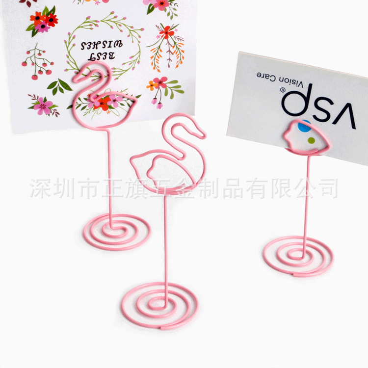 Picture of 8 spot pink heart-shaped wedding note holder round business card holder cactus seat card holder message holder