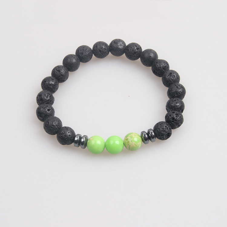 Picture of Zhou Lianfa Wholesale Men's Beaded Bracelet Matte Lava Volcanic Stone Beaded Women Elastic Bracelet Fashion Jewelry
