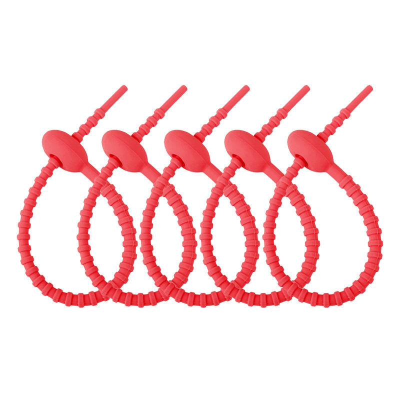 Picture of 215mm silicone cable tie data line storage finishing winder DIY key chain jewelry pendant color lanyard