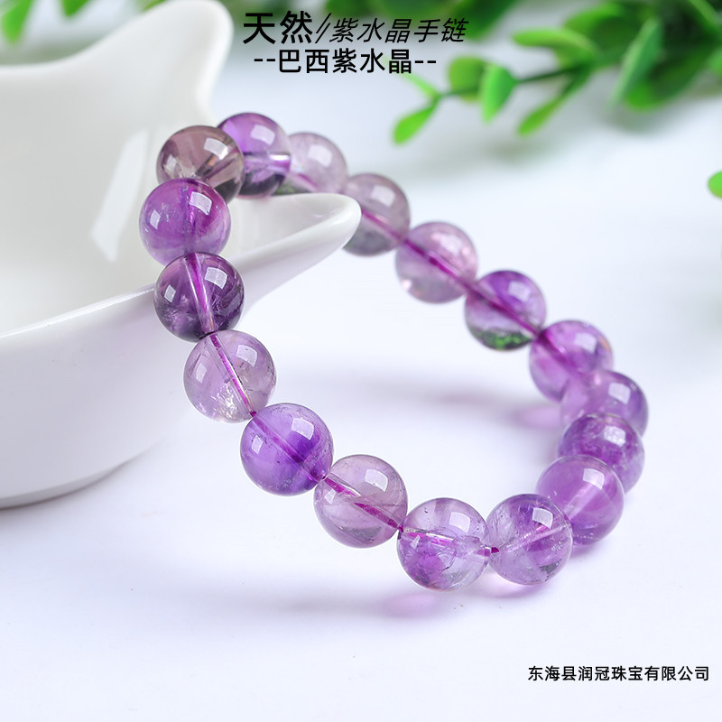 Natural Brazil Amethyst Round Bead Single Circle Bracelet Crystal Bracelet diy Buddha Creative Simple Jewelry Spot
