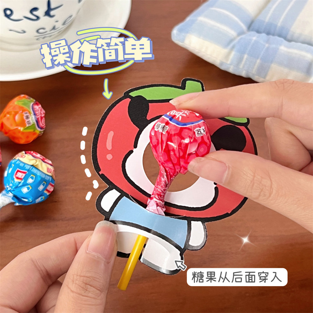Picture of Tengyi original cute cartoon lollipop decorative card children's creative DIY blessing greeting card gift card paper
