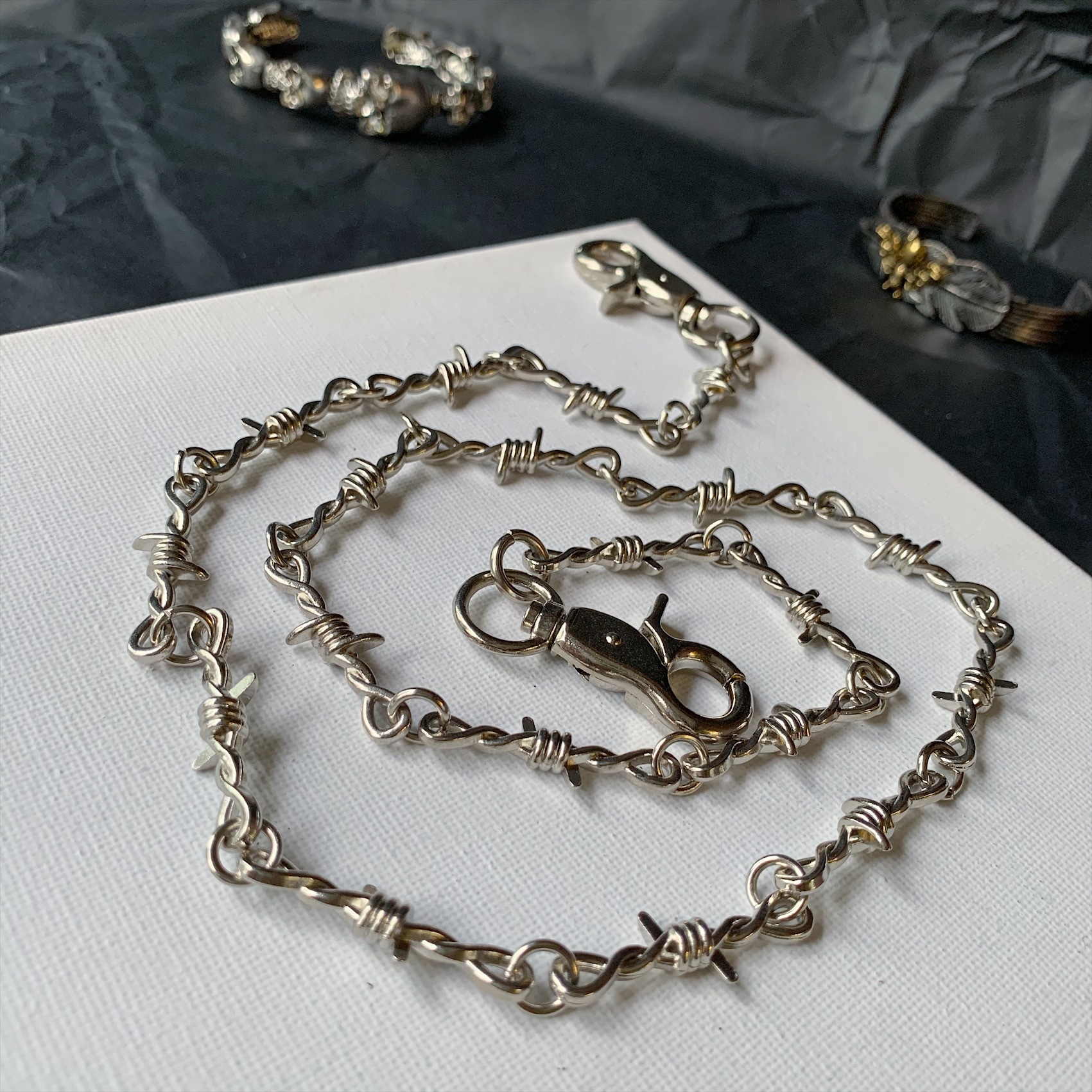 ins Thorn barbed punk cold metal dark wind hard core Hip Hop disco pants chain body chain national fashion waist chain
