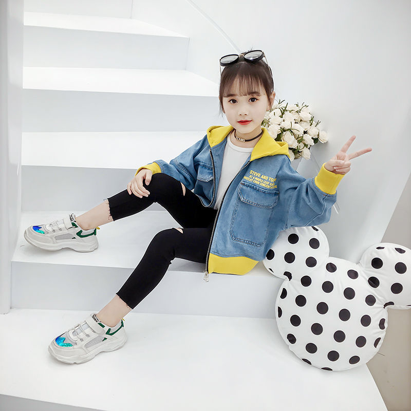 Picture of Girls' Denim Jacket Spring and Autumn 2022 New Korean Style Children's Western Style Casual Jacket Girls' Middle and Big Children's Top