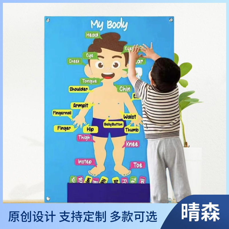 Amazon New Felt Children's Cognitive Body Structure Puzzle Kindergarten Teaching Ads Early Education Educational Toys